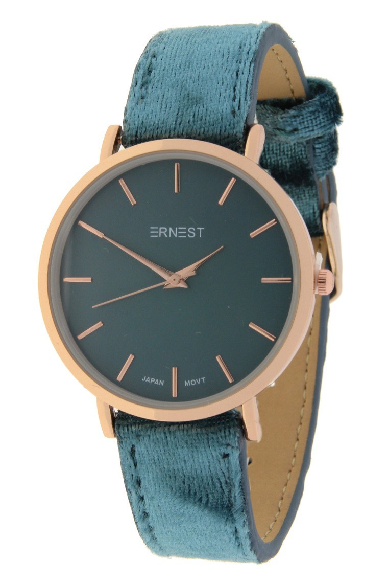 Ernest horloge "Rosé-Nox-Velvet" jeansblauw