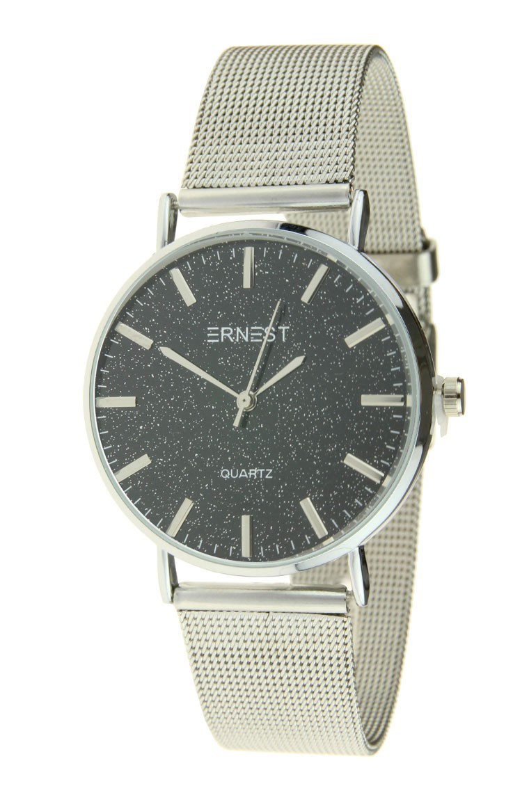 Ernest horloge "Grace" zilver-glitter-zwart