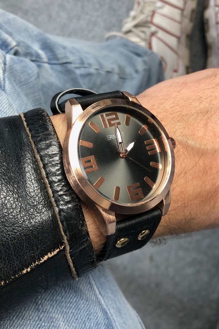 Ernest horloge "Rosé-Brixton medium" zwart