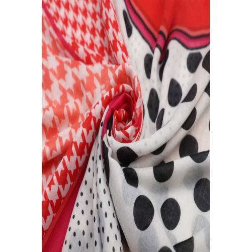 Sjaal "Dots & Pied de Poule" rood