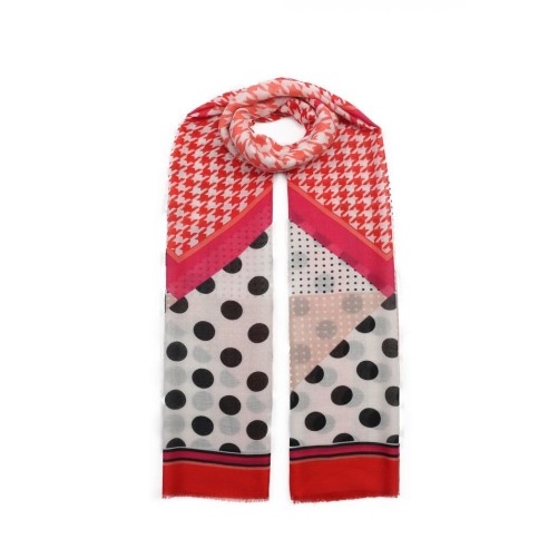 Sjaal "Dots & Pied de Poule" rood