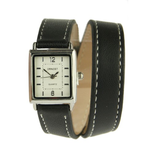 Ernest horloge "Double Mini Wrap" zwart