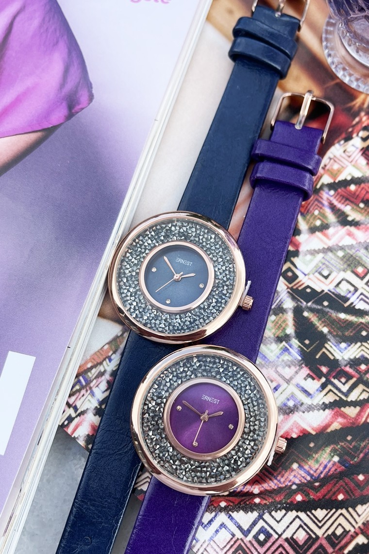 Ernest horloge "Grace-Glitter" donkerblauw