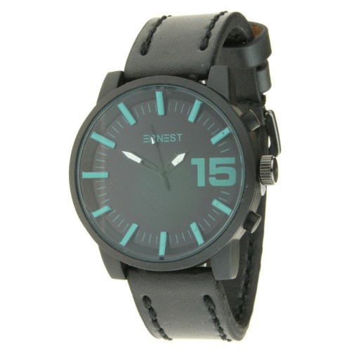 Ernest herenhorloge "Randy" zwart-turquoise