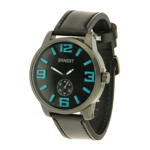 Ernest herenhorloge "Kanticho" zwart-turquoise