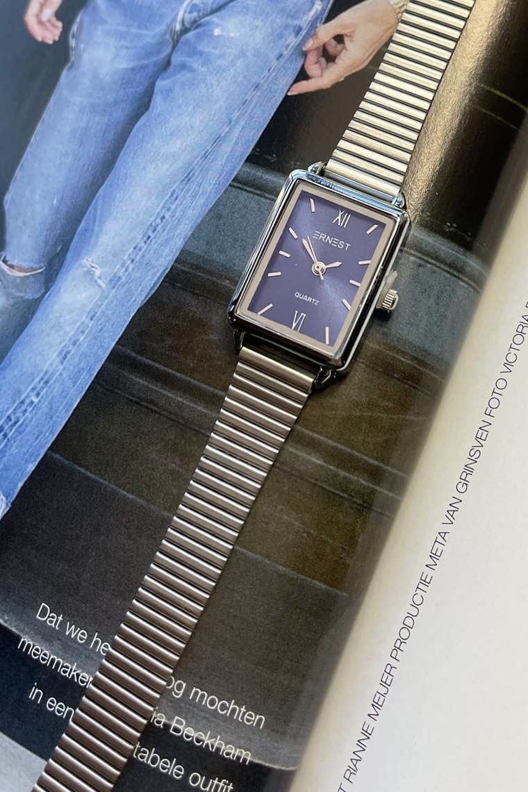 Ernest horloge ""Bernyce" zilver-blauw