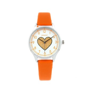Ernest horloge Silver-Heart oranje