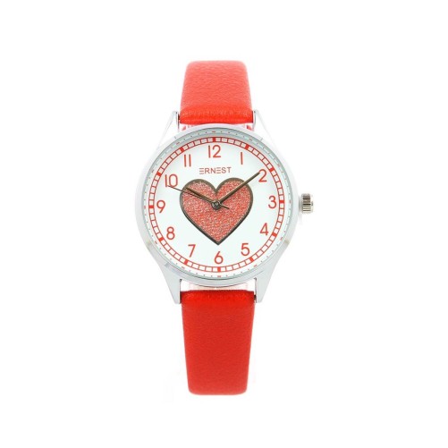 Ernest horloge Silver-Heart rood