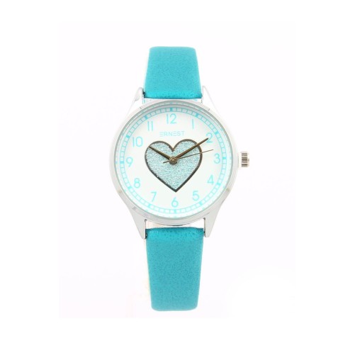 Ernest horloge Silver-Heart turquoise