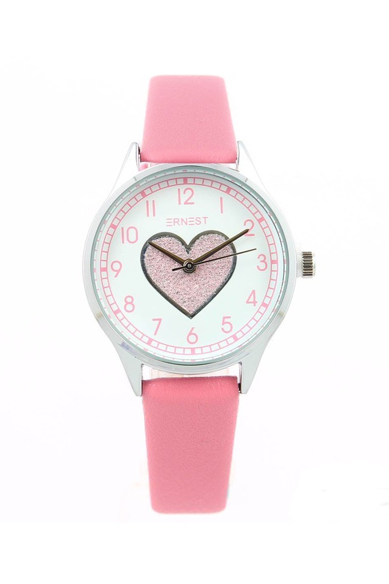 Ernest horloge Silver-Heart pink