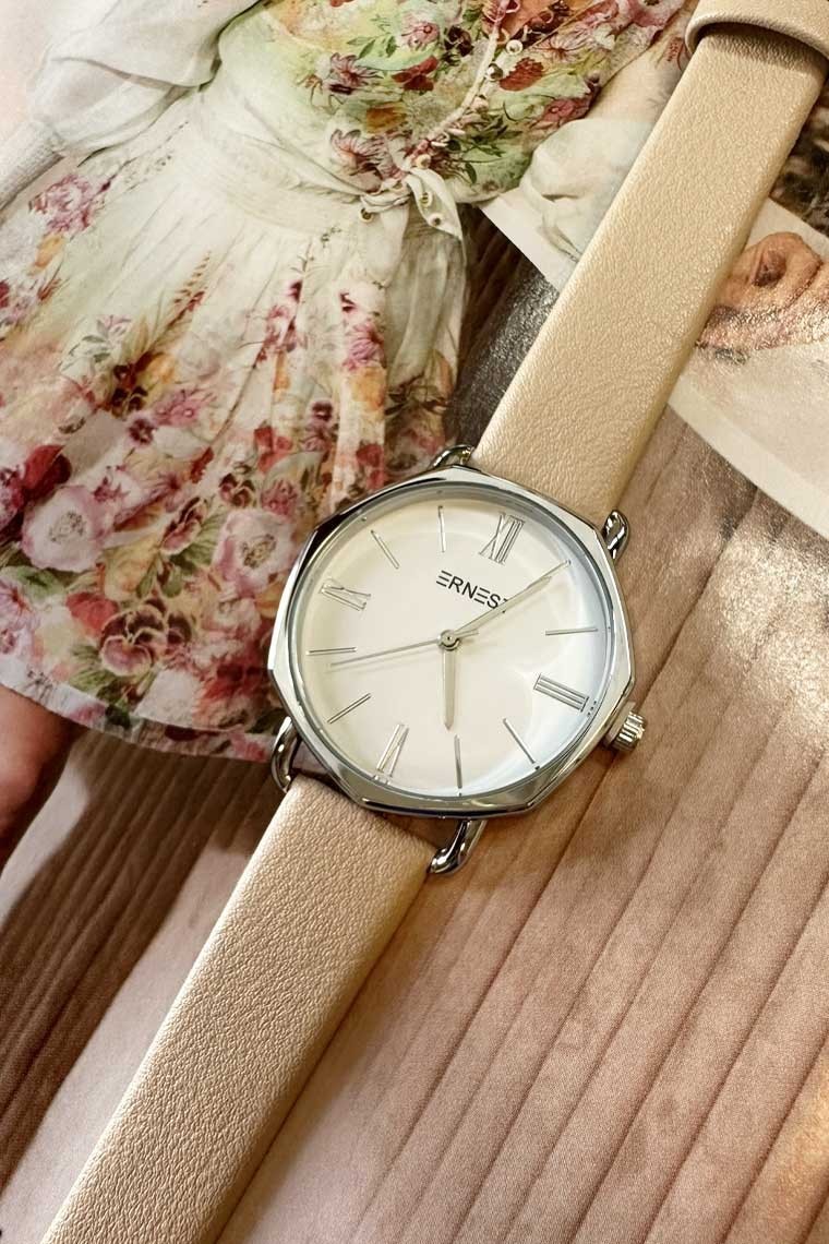 Ernest horloge "Silver-Gina" beige
