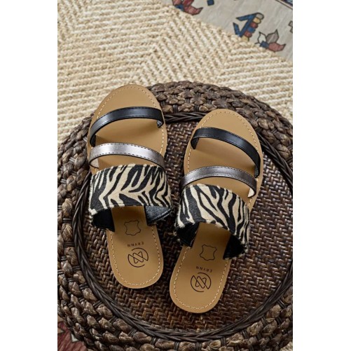 Sandalen "Lily" zwart-zebra