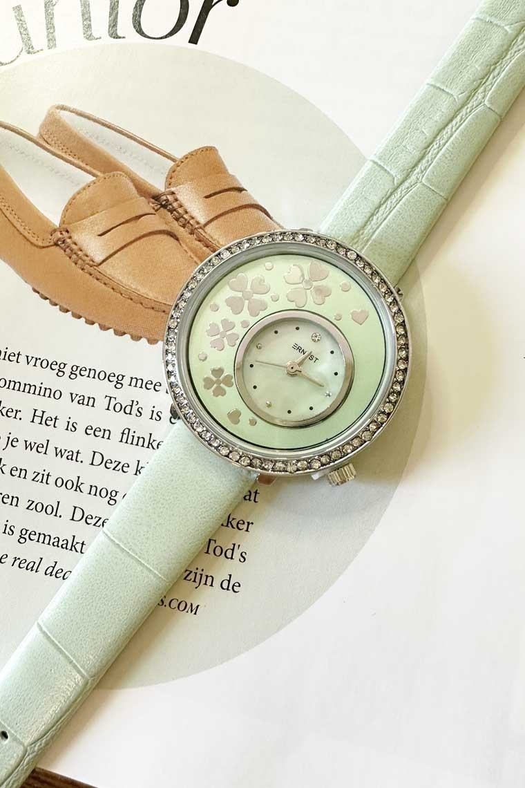 Ernest horloge "Silver Flowers" mint