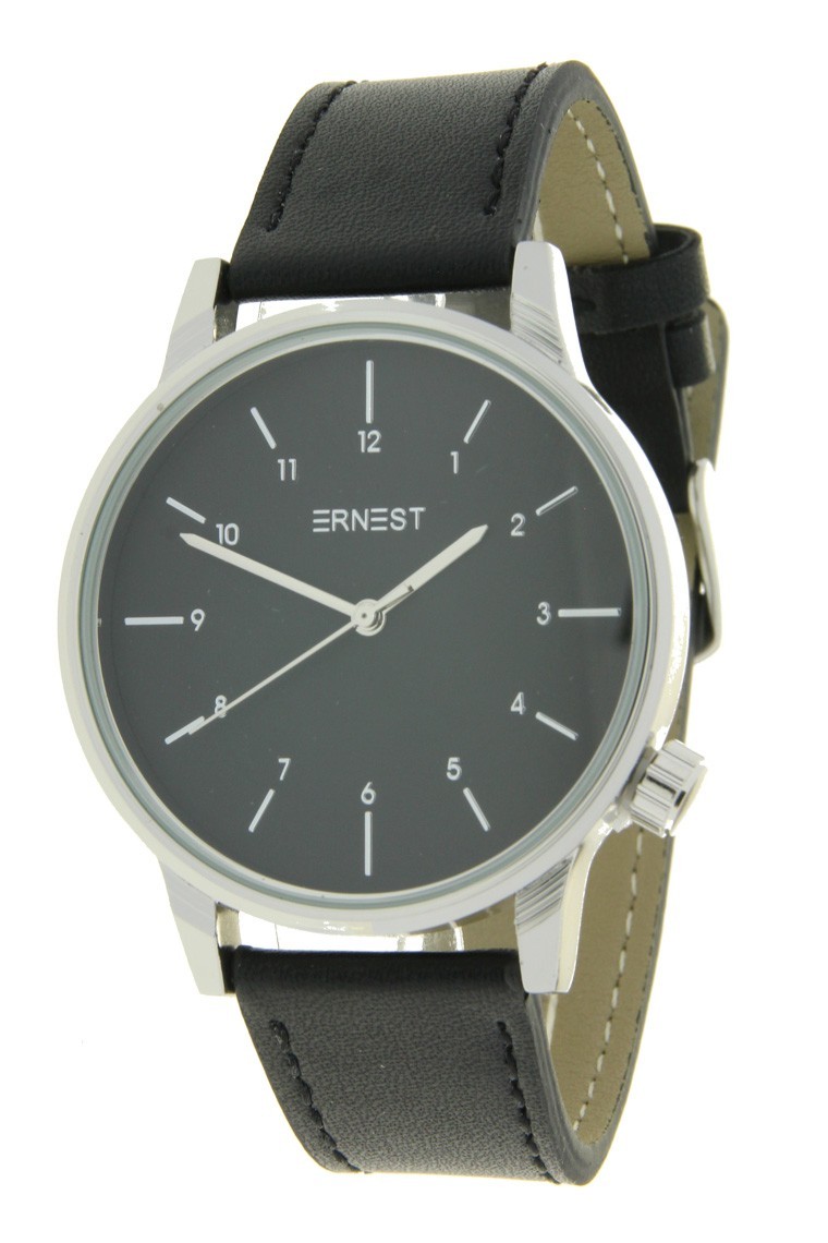 Ernest horloge "New-Elegance" zwart-zilver-zwart
