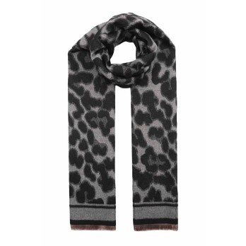 Sjaal "Leopard Wooly" zwart-grijs
