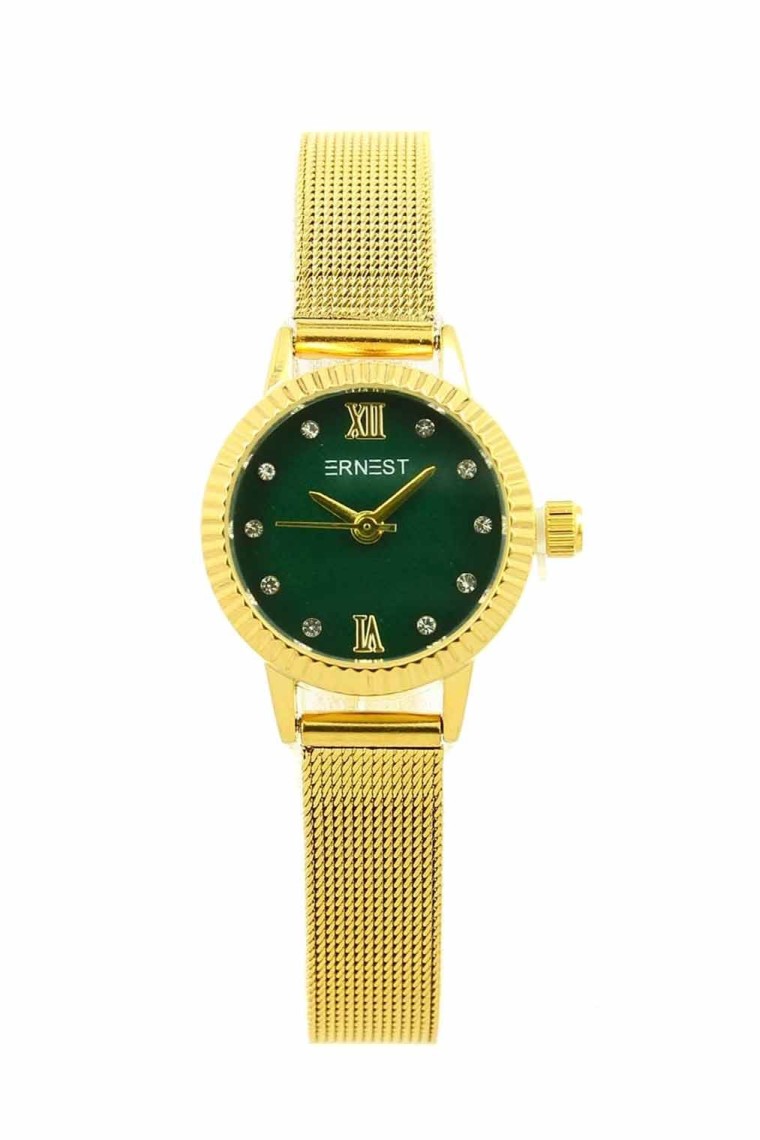Ernest horloge "Megan Metal" goud-smaragd