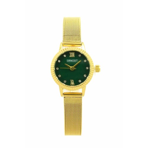 Ernest horloge "Megan Metal" goud-smaragd