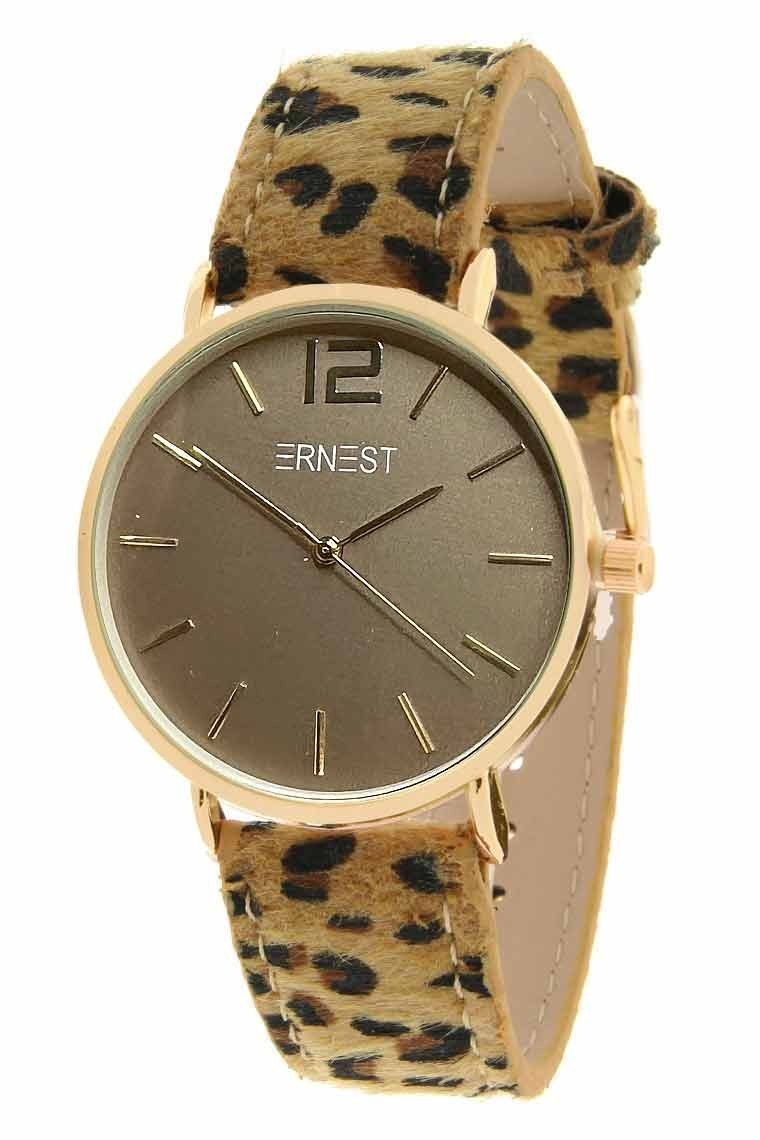 Ernest horloge Gold-Cindy FW23 leopard camel (small print)
