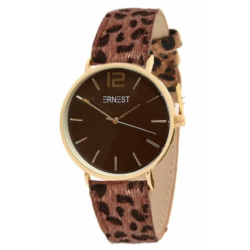 Ernest horloge Gold-Cindy FW23 leopard bruin (small print)