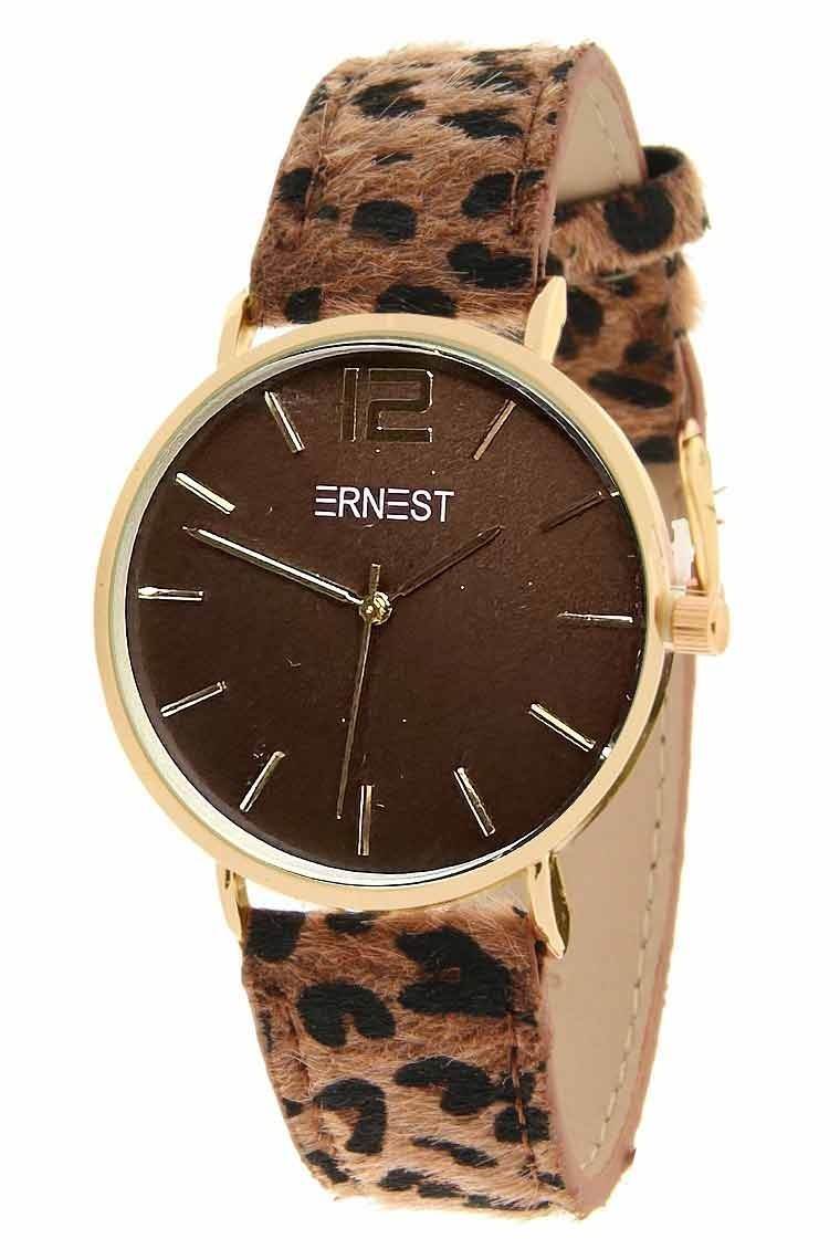 Ernest horloge Gold-Cindy FW23 leopard bruin