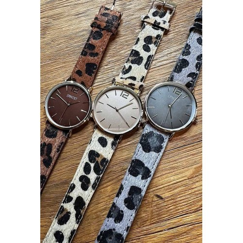 Ernest horloge Gold-Cindy FW23 leopard bruin