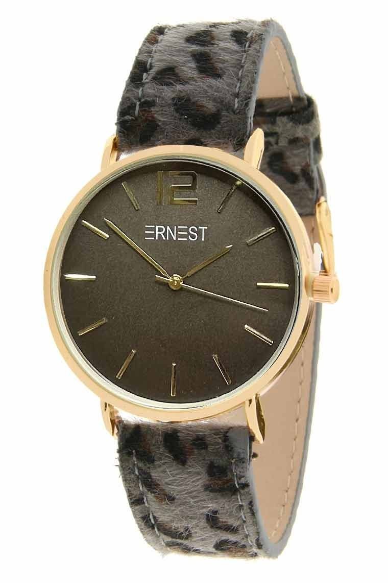 Ernest horloge Gold-Cindy FW23 leopard grijs