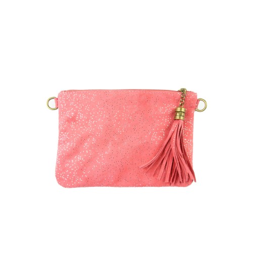 Suéde tasje/clutch "Sparkle" fuchsia