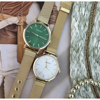 Ernest horloge "Xienna" goud-smaragd