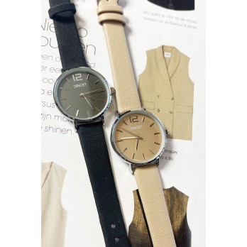 Ernest horloge Silver-Cindy-Mini SS24 beige en zwart