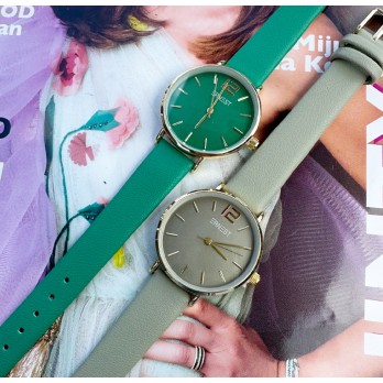 Ernest horloge Gold-Cindy-Mini SS24 amandelgroen en groen