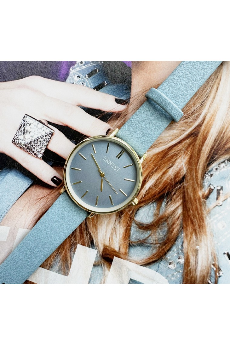 Ernest horloge Gold-Cindy Medium SS24 jeansblauw