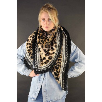 Omslagdoek "Leopard-Luxury" taupe