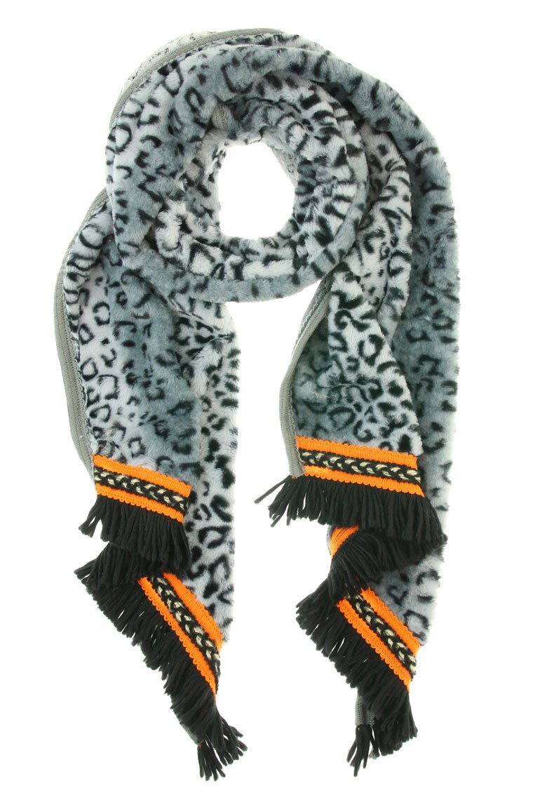 Omslagdoek "Long Leopard" grijs