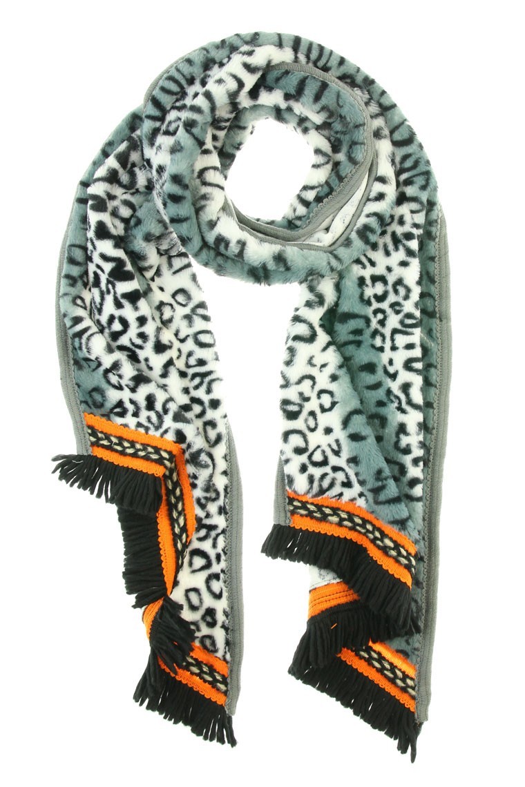 Omslagdoek "Long Leopard" wit