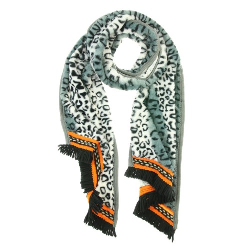 Omslagdoek "Long Leopard" wit