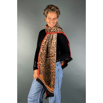 Omslagdoek "Long Leopard" bruin