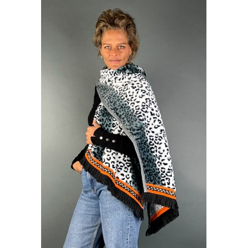 Omslagdoek "Long Leopard" wit