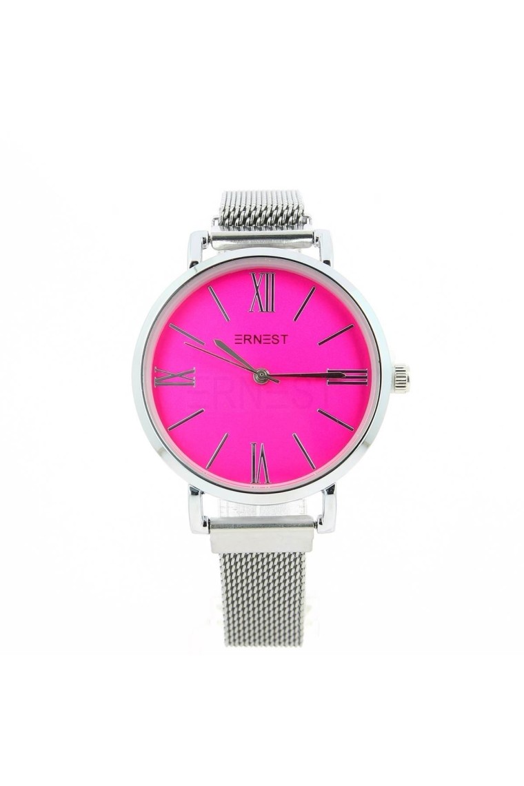 Ernest horloge ""Magnet Isabella" zilver-fuchsia Ernest horloge ""Magnet Isabella" zilver-fuchsia