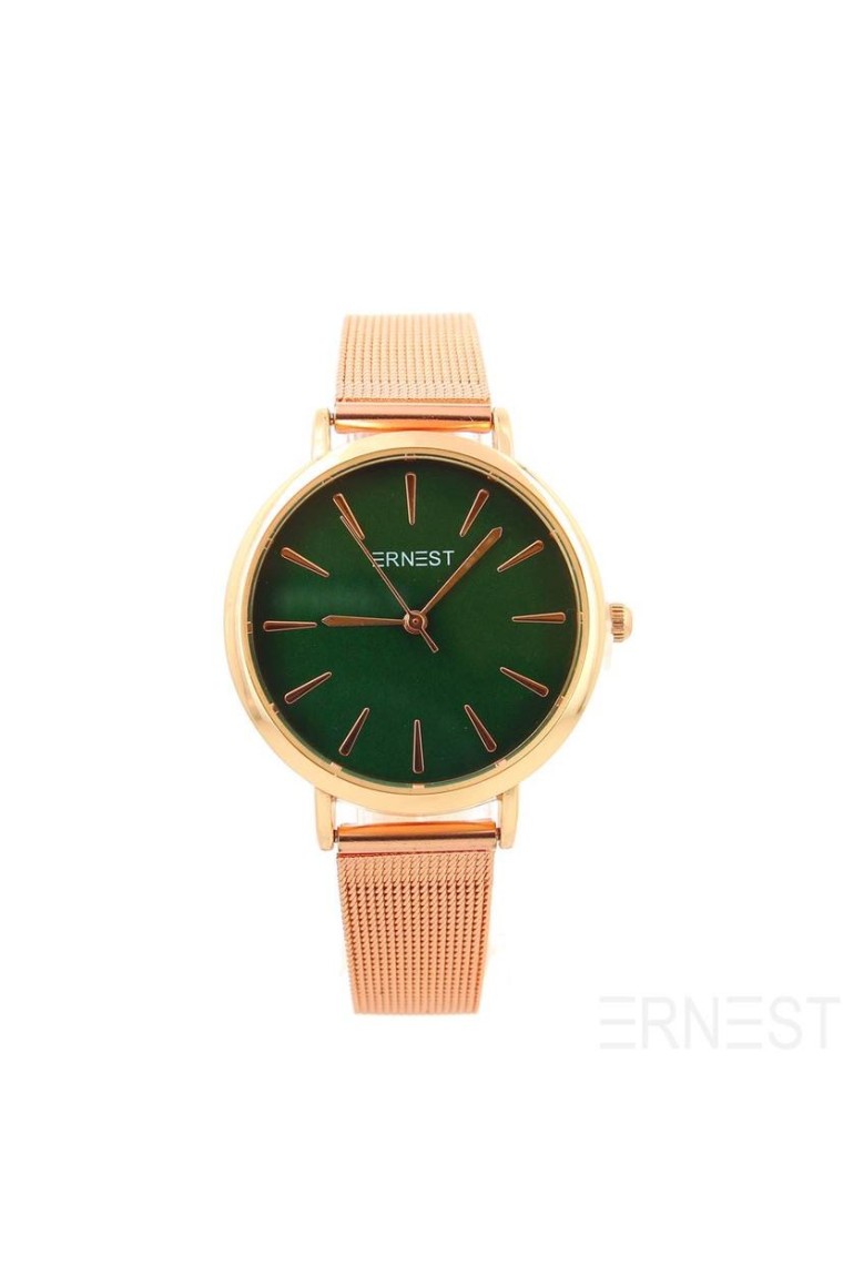 Ernest horloge "Metalina" rosé-smaragd