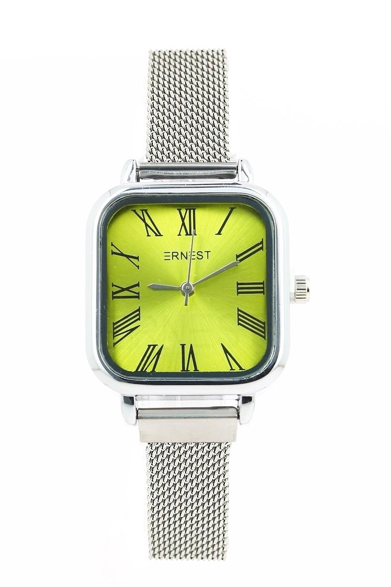 Ernest horloge ""Magnet Florice" zilver-lime-geel
