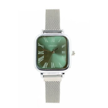 Ernest horloge ""Magnet Florice" zilver-donkergroen