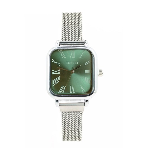 Ernest horloge ""Magnet Florice" zilver-donkergroen