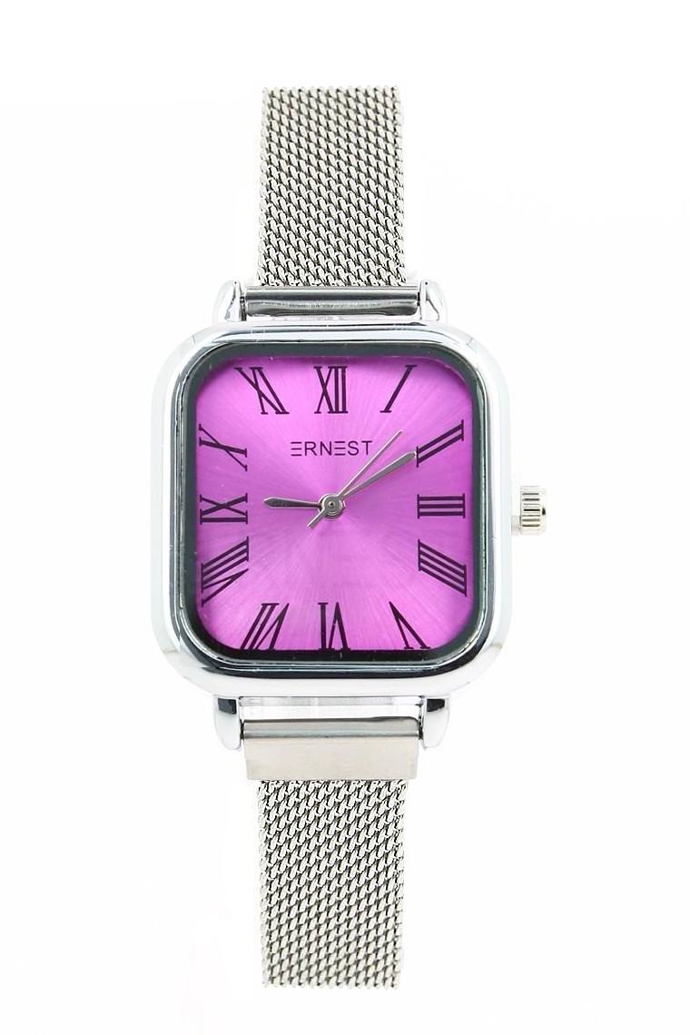 Ernest horloge ""Magnet Florice" zilver-fuchsia