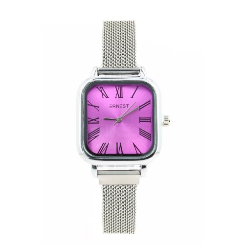 Ernest horloge ""Magnet Florice" zilver-fuchsia