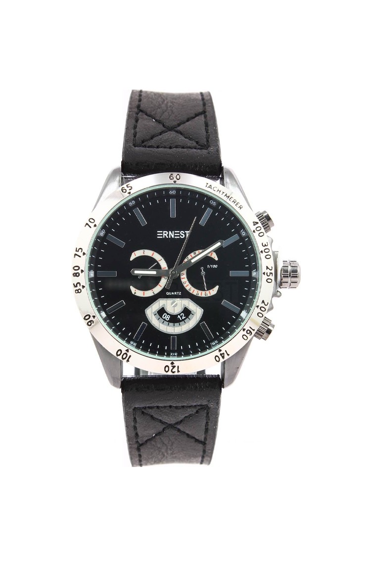 Ernest herenhorloge "Timber" zwart