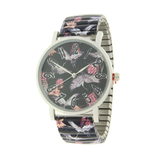 Ernest horloge "Crane birds" zwart