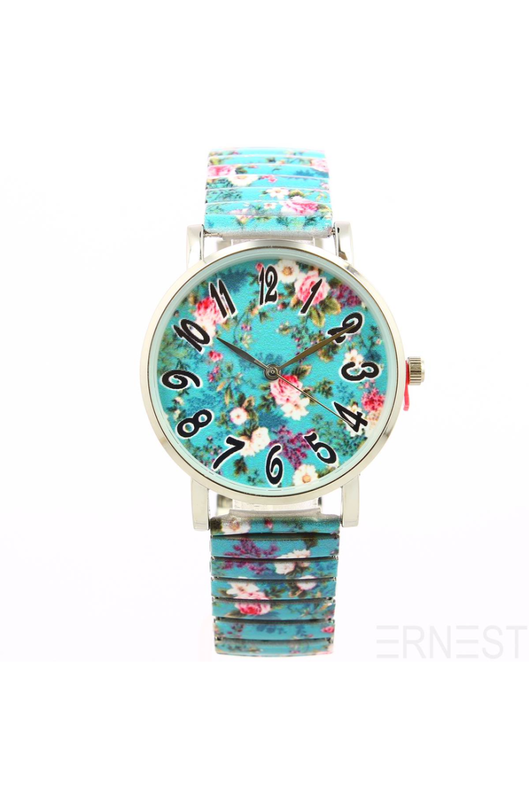 Ernest horloge "Piony Flower" turquoise